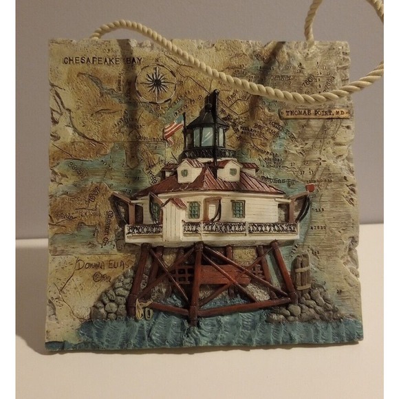 ⏰Thomas Point, MD Lighthouse 3D Tile Table Stand or Hang Art Wall Plaque 7.5" - Picture 6 of 6
